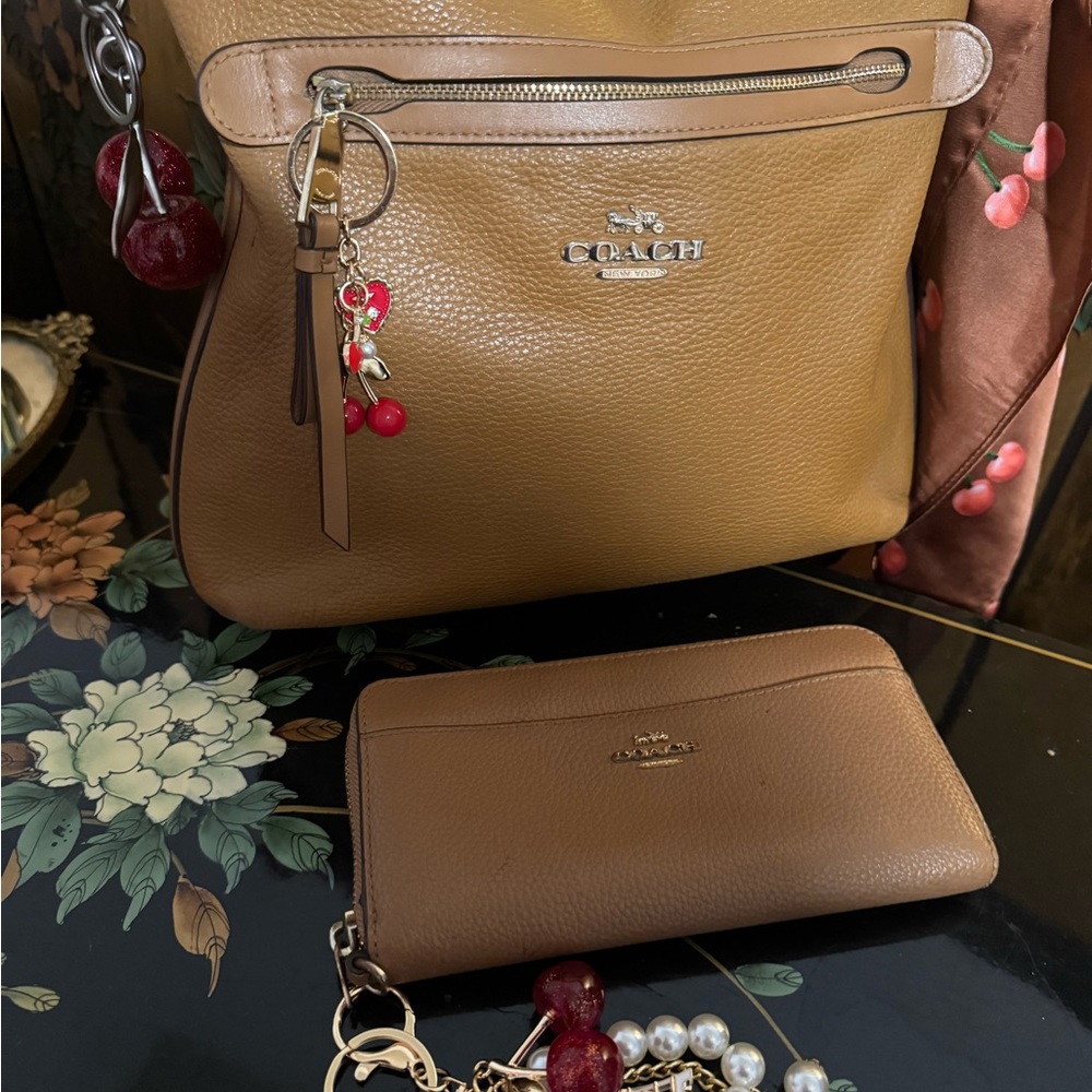 Coach Brown Leather Shoulder Bag and Wallet